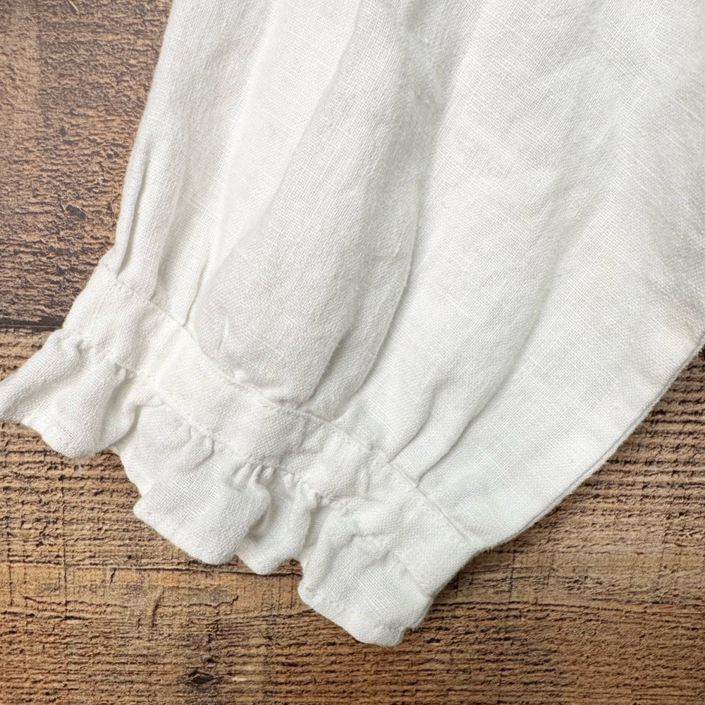 Hot Cotton Blouse Womens Large Linen Lagenlook Boho Coastal Beach White Peasant - Picture 4 of 4